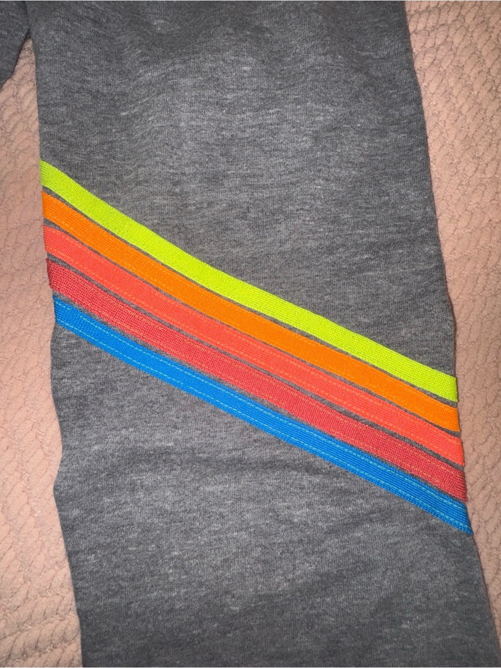Aviator Nation 5 Stripe Sweatpants Heather Gray Rainbow Joggers Size M - Picture 13 of 13
